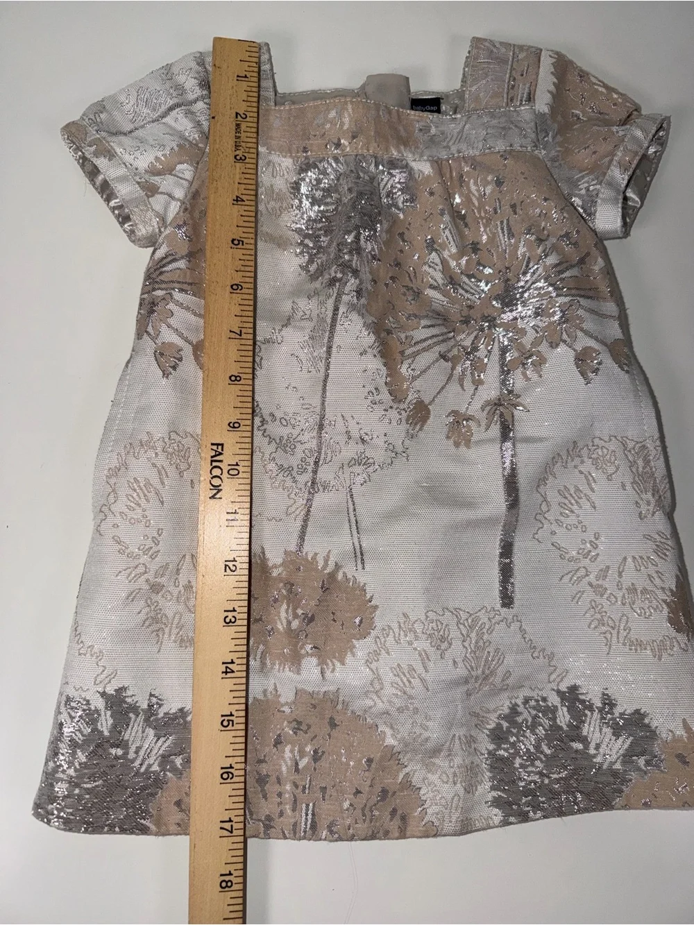 Baby Gap Girls Holiday Dress Beige w/ Silver Foil w/ Bloomers Size Toddler 18-24